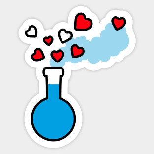 Love is My Mana - Blue Potion Laboratory Flask with Red Hearts Sticker